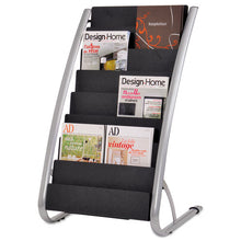 Load image into Gallery viewer, Literature Floor Rack, 16 Pocket, 23w X 19.67d X 36.67h, Silver Gray-black

