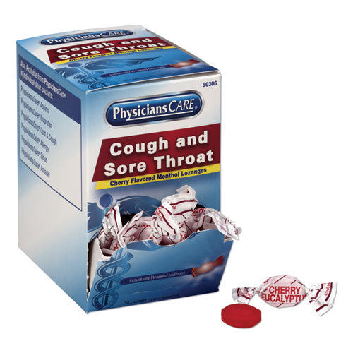 Cough And Sore Throat, Cherry Menthol Lozenges, 50 Individually Wrapped Per Box