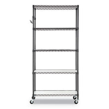 Load image into Gallery viewer, 5-shelf Wire Shelving Kit With Casters And Shelf Liners, 36w X 18d X 72h, Black Anthracite
