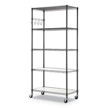 Load image into Gallery viewer, 5-shelf Wire Shelving Kit With Casters And Shelf Liners, 36w X 18d X 72h, Black Anthracite

