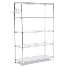 Load image into Gallery viewer, 5-shelf Wire Shelving Kit With Casters And Shelf Liners, 48w X 18d X 72h, Silver
