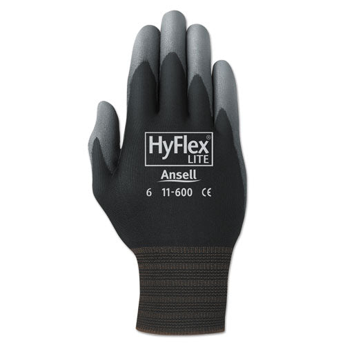 Hyflex Lite Gloves, Black-gray, Size 8, 12 Pairs