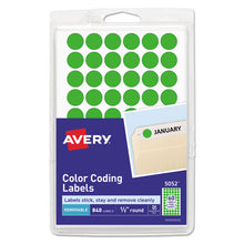Load image into Gallery viewer, Handwrite Only Self-adhesive Removable Round Color-coding Labels, 0.5&quot; Dia., Neon Green, 60-sheet, 14 Sheets-pack, (5052)
