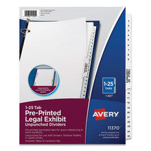 Load image into Gallery viewer, Preprinted Legal Exhibit Side Tab Index Dividers, Avery Style, 25-tab, 1 To 25, 11 X 8.5, White, 1 Set
