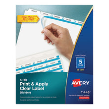 Load image into Gallery viewer, Print And Apply Index Maker Clear Label Dividers, 5 White Tabs, Letter, 25 Sets
