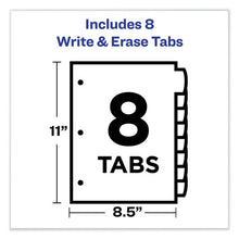 Load image into Gallery viewer, Write And Erase Big Tab Durable Plastic Dividers, 3-hold Punched, 8-tab, 11 X 8.5, Assorted, 1 Set
