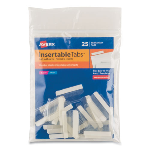 Insertable Index Tabs With Printable Inserts, 1-5-cut Tabs, Clear, 1
