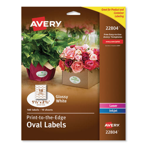 Oval Labels With Sure Feed And Easy Peel, 1 1-2 X 2 1-2, Glossy White, 180-pack