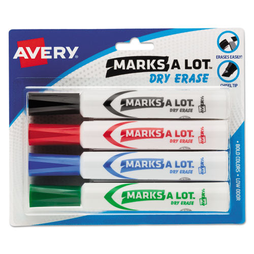 Marks A Lot Desk-style Dry Erase Marker, Broad Chisel Tip, Assorted Colors, 4-set (24409)