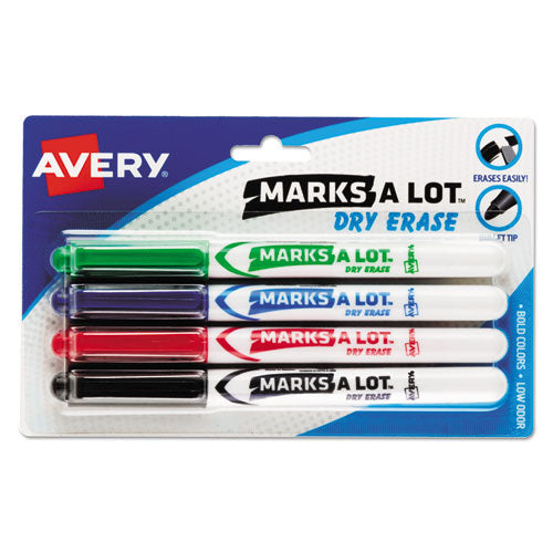 Marks A Lot Pen-style Dry Erase Markers, Medium Bullet Tip, Assorted Colors, 4-set (24459)
