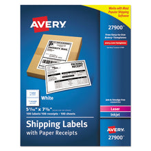 Load image into Gallery viewer, Shipping Labels With Paper Receipt Bulk Pack, Inkjet-laser Printers, 5.06 X 7.63, White, 100-box
