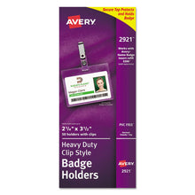 Load image into Gallery viewer, Secure Top Clip-style Badge Holders, Horizontal, 2 1-4 X 3 1-2, Clear, 50-box
