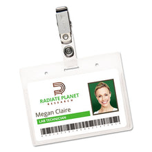 Load image into Gallery viewer, Secure Top Clip-style Badge Holders, Horizontal, 2 1-4 X 3 1-2, Clear, 50-box
