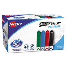 Load image into Gallery viewer, Marks A Lot Pen-style Dry Erase Marker Value Pack, Medium Chisel Tip, Assorted Colors, 24-set (29860)
