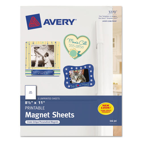 Printable Magnet Sheets, 8.5 X 11, White, 5-pack
