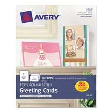 Load image into Gallery viewer, Textured Half-fold Greeting Cards, Inkjet, 5 1-2 X 8.5, Wht, 30-bx W-envelopes
