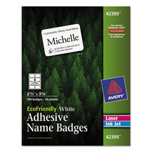 Load image into Gallery viewer, Ecofriendly Adhesive Name Badge Labels, 3.38 X 2.33, White, 160-box
