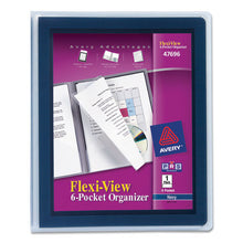 Load image into Gallery viewer, Flexi-view Six-pocket Polypropylene Organizer, 150-sheet Cap., Translucent-navy
