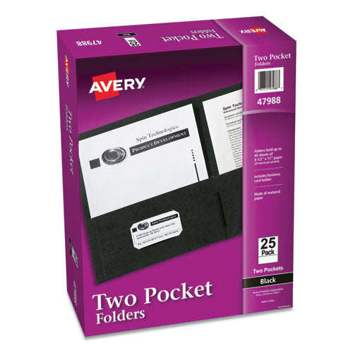 Two-pocket Folder, 40-sheet Capacity, Black, 25-box