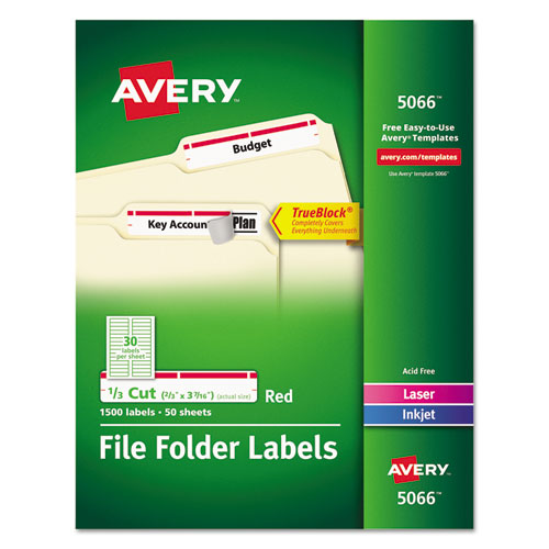 Permanent Trueblock File Folder Labels With Sure Feed Technology, 0.66 X 3.44, White, 30-sheet, 50 Sheets-box