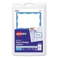 Load image into Gallery viewer, Printable Adhesive Name Badges, 3.38 X 2.33, Blue Border, 100-pack
