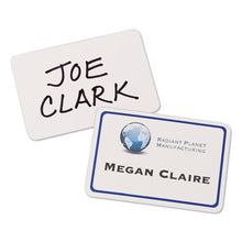 Load image into Gallery viewer, Flexible Adhesive Name Badge Labels, 3.38 X 2.33, White-blue Border, 40-pack
