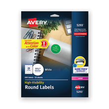 Load image into Gallery viewer, Permanent Laser Print-to-the-edge Id Labels W-surefeed, 1 2-3&quot;dia, White, 600-pk
