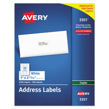 Load image into Gallery viewer, Copier Mailing Labels, Copiers, 1 X 2.81, White, 33-sheet, 100 Sheets-box
