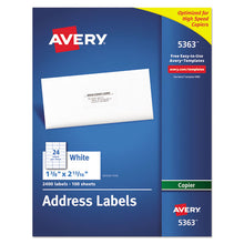 Load image into Gallery viewer, Copier Mailing Labels, Copiers, 1.38 X 2.81, White, 24-sheet, 100 Sheets-box
