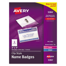 Load image into Gallery viewer, Clip-style Name Badge Holder With Laser-inkjet Insert, Top Load, 4 X 3, White, 40-box

