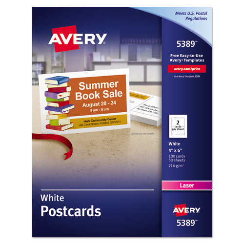 Postcards For Laser Printers, 4 X 6, Uncoated White, 2-sheet, 100-box