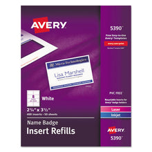 Load image into Gallery viewer, Name Badge Insert Refills, Horizontal-vertical, 2 1-4 X 3 1-2, White, 400-box
