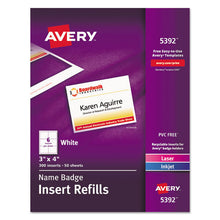 Load image into Gallery viewer, Name Badge Insert Refills, Horizontal-vertical, 3 X 4, White, 300-box
