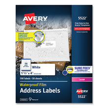 Load image into Gallery viewer, Waterproof Address Labels With Trueblock And Sure Feed, Laser Printers, 1.33 X 4, White, 14-sheet, 50 Sheets-pack
