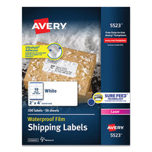 Load image into Gallery viewer, Waterproof Shipping Labels With Trueblock And Sure Feed, Laser Printers, 2 X 4, White, 10-sheet, 50 Sheets-pack
