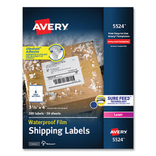 Load image into Gallery viewer, Waterproof Shipping Labels With Trueblock And Sure Feed, Laser Printers, 3.33 X 4, White, 6-sheet, 50 Sheets-pack
