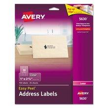 Load image into Gallery viewer, Matte Clear Easy Peel Mailing Labels W- Sure Feed Technology, Laser Printers, 1 X 2.63, Clear, 30-sheet, 25 Sheets-box
