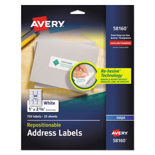 Load image into Gallery viewer, Repositionable Address Labels W-surefeed, Inkjet-laser, 1 X 2 5-8, White, 750-bx
