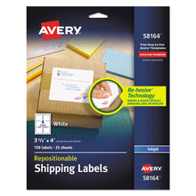 Load image into Gallery viewer, Repositionable Shipping Labels W-surefeed, Inkjet, 3 1-3 X 4, White, 150-box
