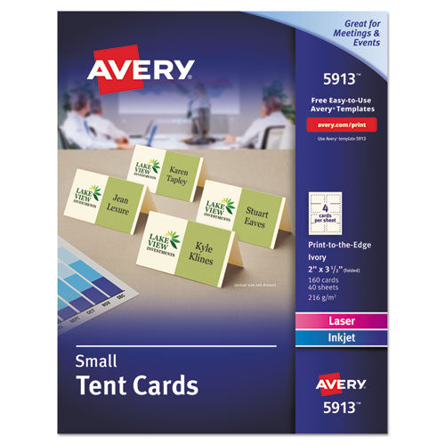 Small Tent Card, Ivory, 2 X 3 1-2, 4 Cards-sheet, 160-box
