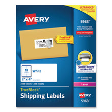 Load image into Gallery viewer, Shipping Labels W- Trueblock Technology, Laser Printers, 2 X 4, White, 10-sheet, 250 Sheets-box

