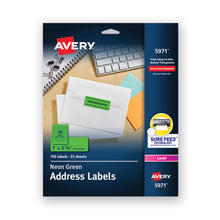 Load image into Gallery viewer, High-visibility Permanent Laser Id Labels, 1 X 2 5-8, Neon Green, 750-pack
