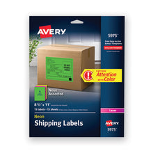 Load image into Gallery viewer, High-visibility Permanent Laser Id Labels, 8.5 X 11, Asst. Neon, 15-pack
