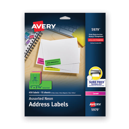 High-visibility Permanent Laser Id Labels, 1 X 2 5-8, Asst. Neon, 450-pack