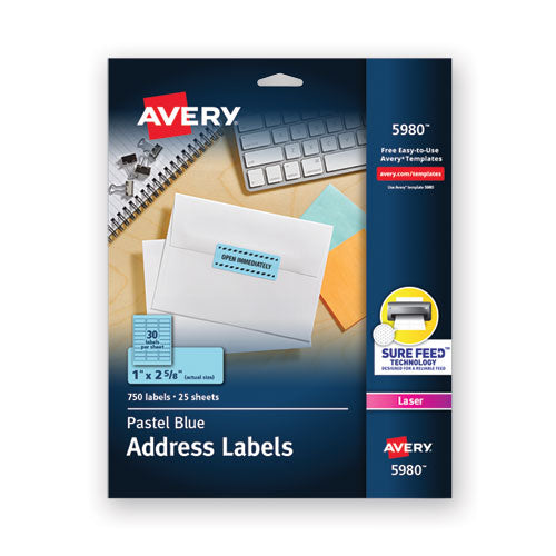 High-visibility Permanent Laser Id Labels, 1 X 2 5-8, Pastel Blue, 750-pack