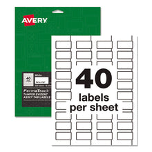 Load image into Gallery viewer, Permatrack Tamper-evident Asset Tag Labels, Laser Printers, 0.75 X 1.5, White, 40-sheet, 8 Sheets-pack
