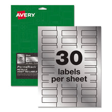 Load image into Gallery viewer, Permatrack Metallic Asset Tag Labels, Laser Printers, 0.75 X 2, Metallic Silver, 30-sheet, 8 Sheets-pack
