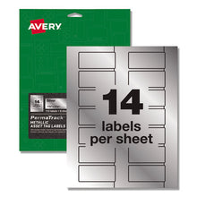 Load image into Gallery viewer, Permatrack Metallic Asset Tag Labels, Laser Printers, 1.25 X 2.75, Silver, 14-sheet, 8 Sheets-pack
