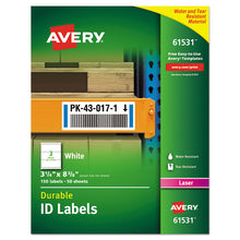 Load image into Gallery viewer, Durable Permanent Id Labels With Trueblock Technology, Laser Printers, 3.25 X 8.38, White, 3-sheet, 50 Sheets-pack
