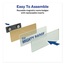 Load image into Gallery viewer, The Mighty Badge Name Badge Holder Kit, Horizontal, 3 X 1, Laser, Gold, 10 Holders- 80 Inserts
